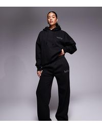 Kaiia - Exclusive Cotton Rich Diamante Logo Wide Leg joggers Co-ord - Lyst