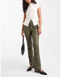 ASOS - Pantalon ajusté en similicuir à détails style motard - foncé - Lyst