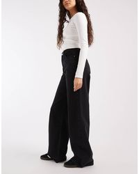 Pieces - Selma - jean large à taille haute - denim - Lyst