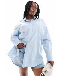 ASOS - Asos design curve - chemise oversize à rayures - bleu et blanc - Lyst