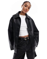 ASOS - Asos Design Tall Leather Look Harrington Jacket - Lyst