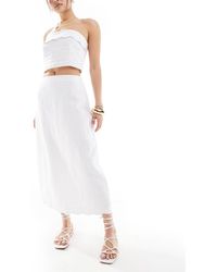 Abercrombie & Fitch - Co-ord Linen Midi Skirt With Scallop Edges - Lyst