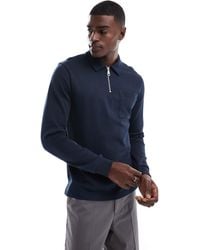 Farah - Creston Quarter Zip Polo Sweatshirt - Lyst