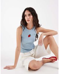ASOS - Scoop Neck Vest With Embellished Strawberry Graphic - Lyst