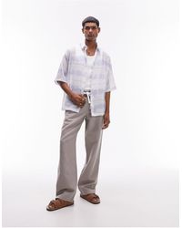 TOPMAN - Short Sleeve Relaxed Sheer Printed Sky Shirt - Lyst