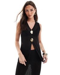 Pretty Lavish - Veston d'ensemble en maille avec détails dorés - Lyst