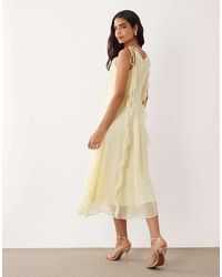 Vila - Tie Shoulder Ruffle Cami Maxi Dress - Lyst