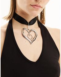 Reclaimed (vintage) - Molten Heart Pendant Necklace On Ribbon - Lyst