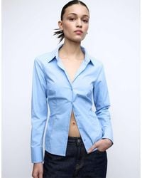 Stradivarius - Camicia Basic Aderente Cielo - Lyst