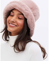 New Look Faux Fur Fluffy Bucket Hat - Pink