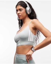 adidas Originals - Adidas Training Hyperglam 3 Stripe Light Support Sports Bra - Lyst