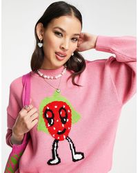 asos pink and red smiley face jumper