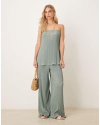 Y.A.S - Pantalon large plissé d'ensemble avec ourlet roulé - clair - Lyst