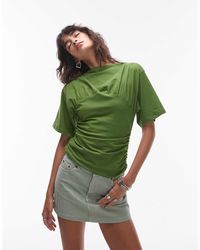 TOPSHOP - Ruched Detail Short Sleeve Top - Lyst