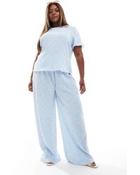 Pieces Plus - Pieces curve - pantalon large d'ensemble à petites fleurs et mini plis - Lyst