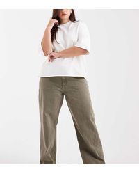ASOS - Vaqueros Caquis De Talle Bajo Y Corte Holgado De Asos Design Curve-Verde - Lyst