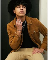 ASOS Suede Jacket With Contrast Stitching - Brown