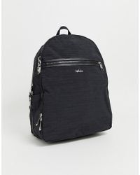 Kipling Black Zip Detail Backpack With Silver Monkey Charm