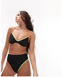 TOPSHOP - Mix And Match Neon Trim Underwire Bikini Top - Lyst