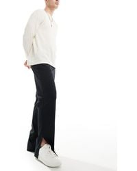 ASOS - Pantaloni eleganti dritti a vita alta neri con spacchi laterali - Lyst