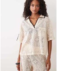 ASOS - Jersey Crochet Oversized Polo - Lyst