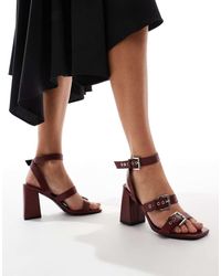 Raid Wide Fit Katy Light Block Heeled Shoes in Grey Lyst UK
