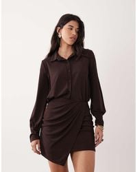 ASOS - Long Sleeve Shirt Detail With Wrap Skirt Mini Dress - Lyst
