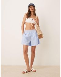 ASOS - Linen Blend Shirred Contrast Waist Shorts - Lyst