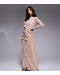 Jaded Rose Petite - Sequin Modest Maxi Dress With Ruched Detail - Lyst