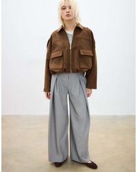 Stradivarius - Faux Suede Bomber Jacket - Lyst