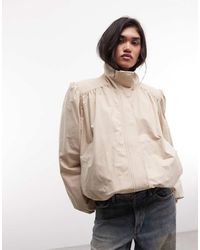 Monki - Balloon Sleeve High Neck Trench Coat - Lyst