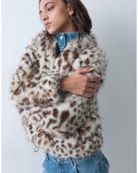 ASOS - Giacca Bomber Con Zip E Pelliccia Sintetica Animalier - Lyst