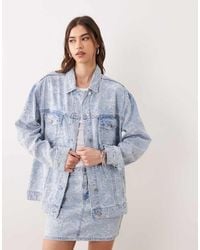 Miss Selfridge - Denim Jacket Co-ord With Floral Detail - Lyst
