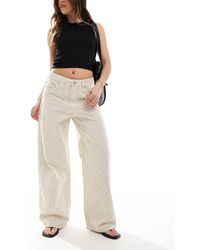 JJXX - Vaqueros Color Crema A Rayas Negras De Corte Ancho Tokyo De -Blanco - Lyst