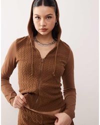 Reclaimed (vintage) - Cable Hoodie - Lyst