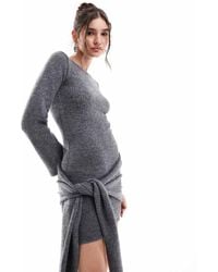 4th & Reckless - Gebreide Mini Trui-Jurk Met Wijde Mouwen En Geknoopt Detail - Lyst