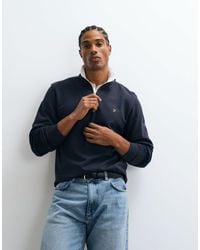 Farah - Sweat-shirt à demi-zip avec logo en marine - Lyst