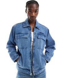 Obey - Veste en jean zippée avec poches - indigo clair délavé - Lyst