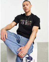 Versace - Versace jeans – couture – schwarzes t-shirt mit logo - Lyst