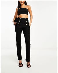 Y.A.S - Stretch High Waisted Pants With Button Detail - Lyst