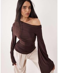 ASOS - Cinched Waist Asymmetrical Angel Sleeve Top - Lyst