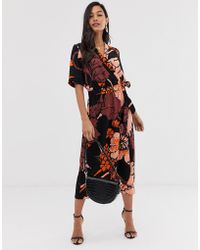 Ichi Floral Wrap Kimono Dress - Multicolour