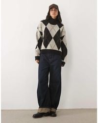 Barbour - Marlow High Neck Argyle Knitted Jumper - Lyst