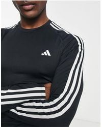 adidas Originals - Adidas Training Tech Fit 3 Stripe Long Sleeve T-shirt - Lyst
