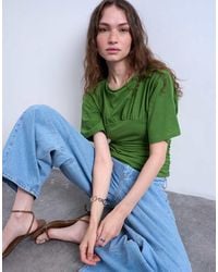 TOPSHOP - Ruched Detail Short Sleeve Top - Lyst