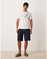 ASOS - Long Length Denim Jorts With Pocket Pleats - Lyst