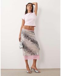 ASOS - Printed Sequin Peek A Boo Hem Midi Pencil Skirt - Lyst