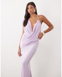 ASOS - One-shoulder Draped Dress With Hardware Detail - Lyst