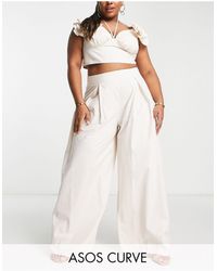 ASOS - Curve Co-ord Wide Leg High Waist Trousers - Lyst