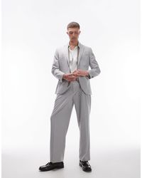 TOPMAN - – weit geschnittene anzughose aus leinenmix - Lyst